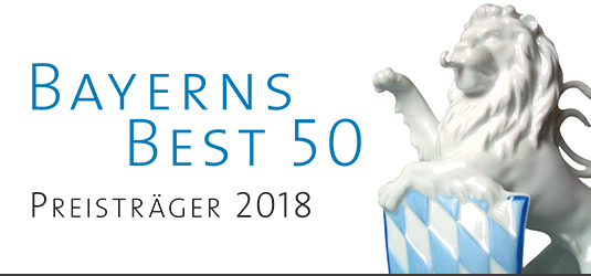 Ein Bild des bayrischen Wappens neben dem Bayerns best 50 Schriftzug