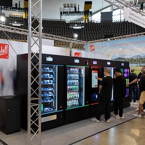 Sielaff-Messestand mit verschiedenen Automatenlösungen auf der Vendtra 2025.